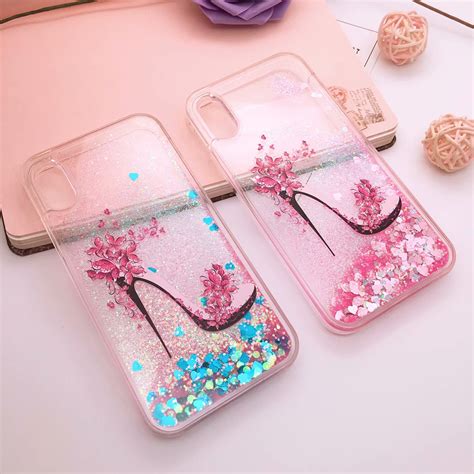 Miyoufa Love Heart High Heel Liquid Phone Case For Iphone X 8 7 6s 6