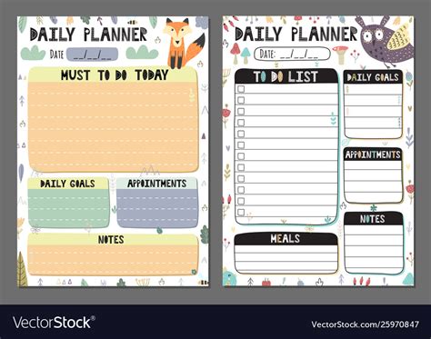 Daily Planners Collection Royalty Free Vector Image
