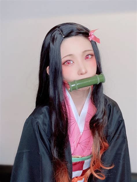 top japanese cosplayer enako pieces together nezuko from demon slayer costume at home hokagestorez