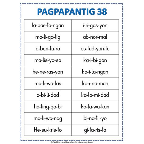 Abakada At Pagpapantig Ng Mga Salita 50 Pages Parirala Salitang May