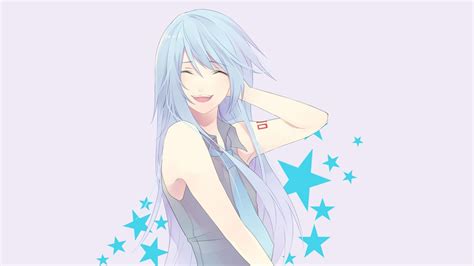 Cute Anime Girl Smile Long Blue Hair Star Wallpaper 1636x920 818149