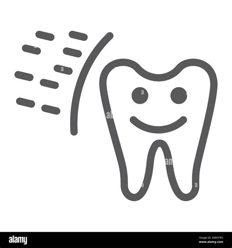Protected Tooth Line Icon Mouth And Dental Healthy Tooth Sign Vector