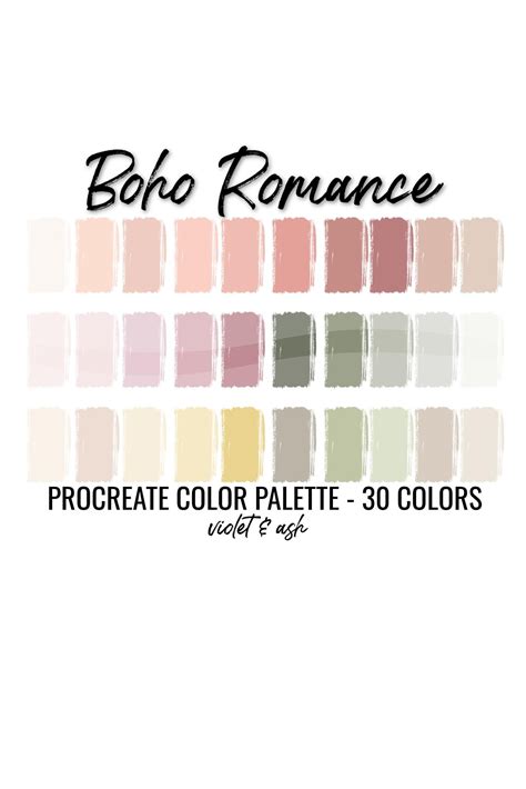 Boho Romance Procreate Palette Procreate Color Palette Etsy Pastel