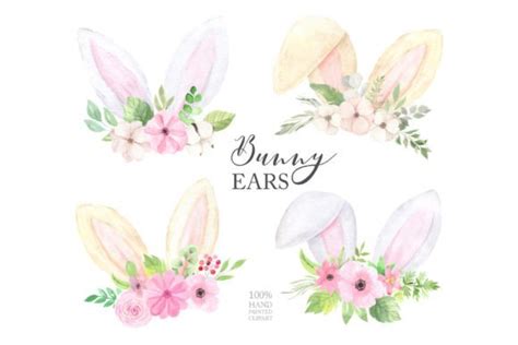 Watercolor Easter Bunny Ears Clipart Graphic By Larysa Zabrotskaya
