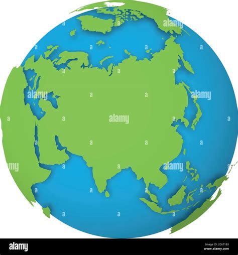Natural Earth Globe 3d World Map With Green Lands Dropping Shadows On