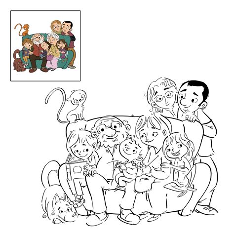 Familia Dibujo Para Colorear Dibustock Ilustraciones Infantiles De