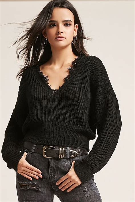 Ribbed Knit Distressed Sweater Clothes Design Distressed Sweaters
