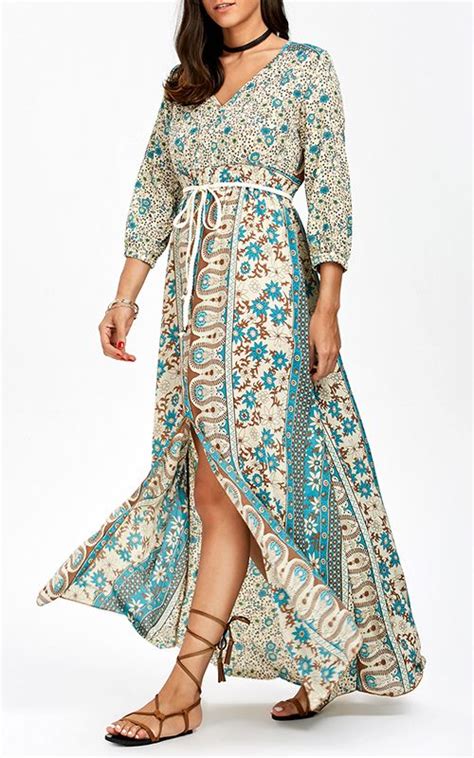 Empire Waist Bohemian Print Chiffon Maxi Dress Print Chiffon Maxi Dress Maxi Dress Print Chiffon