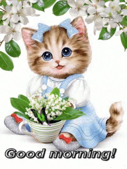 Good Morning♡♥♡ Good Morning  Kitten Cartoon Cute