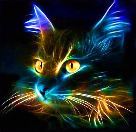 Cat Fractal Neon 499 Black Cat Modern Cross Stitch Pattern Counted Cross Stitch Chart Pdf Format