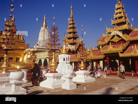 Shrines And Pavilions At Shwezigon Pagoda Pagan Bagan Burma