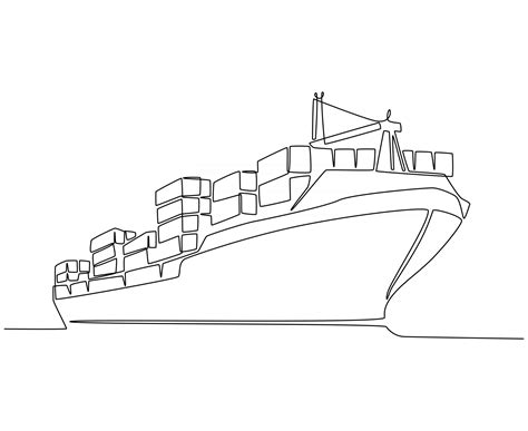 Continuous Line Drawing Of Cargo Ship Vector Illustration 2781313