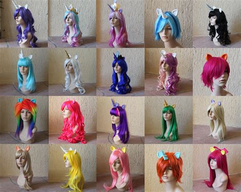 Colorful My Little Pony Inspired Cosplay Costume Wigs And Tails