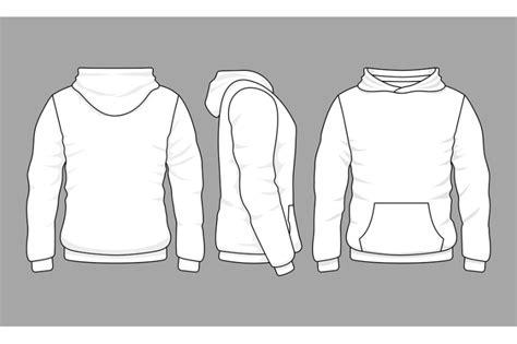 Male Hoodie Sweatshirt In Front Back And Side Views By Microvector