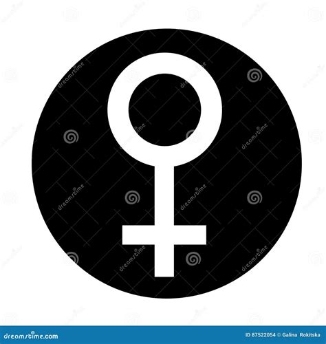 Sex Symbol Símbolo Plano De La Mujer Del Género Símbolo Abstracto Femenino Blanco En Círculo