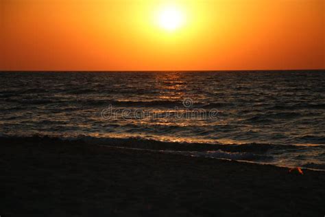 Pink Sunset By The Sea In Summer On Vacation Beautiful Sky Stock Photo