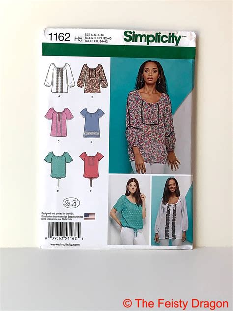 UNCUT Simplicity 1162 S0841 Sewing Pattern Misses Blouse With