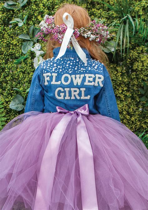 Pearl Embellished Denim Jacket Flower Girl — Ivy And Lily