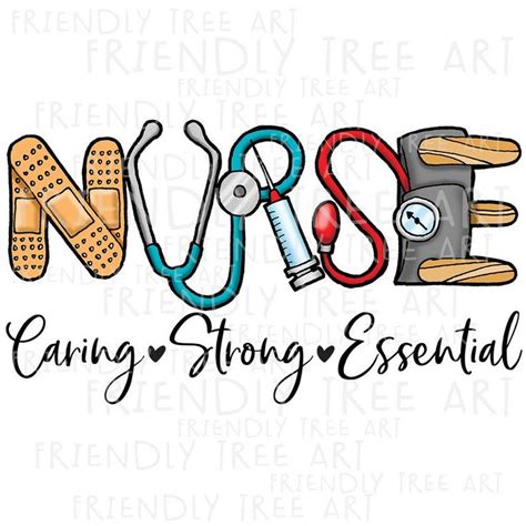 Nurse Caring Strong Essential Nurse Png Files For Sublimation Etsy
