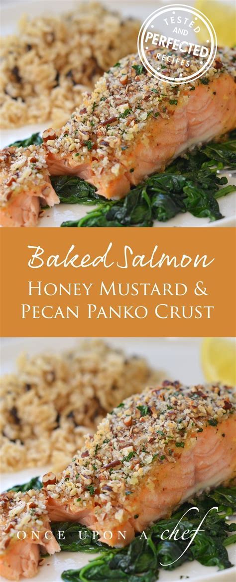 Crushed red pepper, grainy mustard, yellow onion, pecans, cayenne and 40 more. Baked Salmon with Honey Mustard and Pecan Panko Crust | Recipe | Baked salmon, Salmon dishes ...