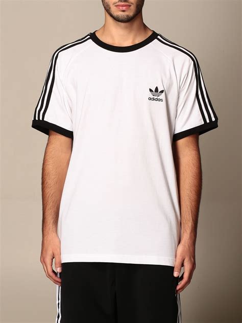 Adidas Originals T Shirt With Logo And Striped Bands White Adidas