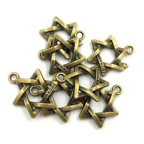 20pcs Bronze Tone Hexagon Knot Noibe Metal Pendants For Bracelets