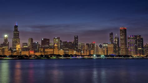 Chicago Skyline Skyline Urban Area Chicago Horizon 4k