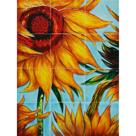 Shop Van Gogh Sunflowers Mural Wall Tiles Free Shipping Today