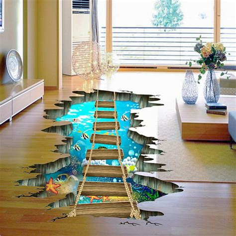 3d Bridge Floor Wall Stickers Removable Floor Sticker Wall Decal Living