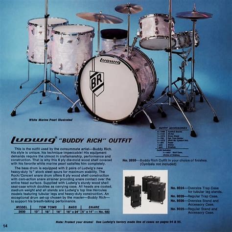 Ludwig Buddy Rich Outfit 1981 White Marine Pearl Reverb