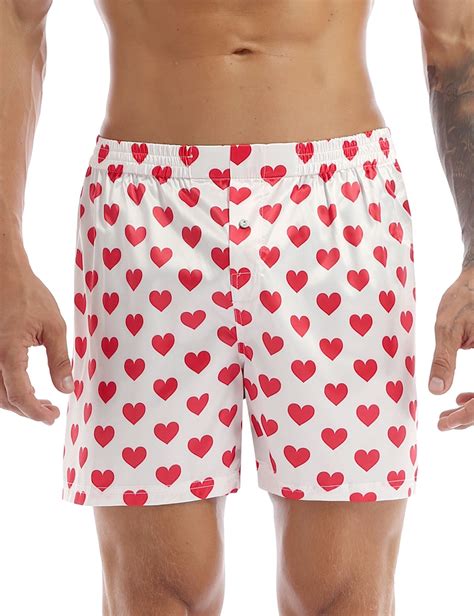 ZDHoor Men S Heart Lip Printing Silky Shorts Underwear Boxer Trunks