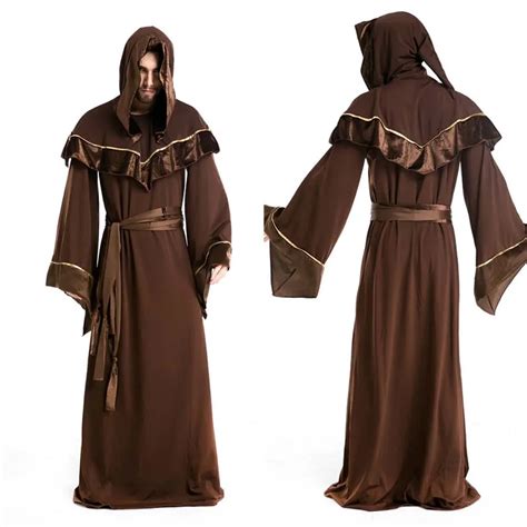 2017 Halloween Adult Mens Priest Costume Medieval Monk Christian Missionary Costumes Robe