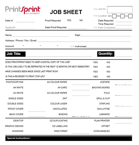 Workshop Job Sheet Template Free Sheet Templates Templates Sheet Job