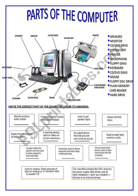 Parts Of A Computer Worksheet Printable Lexias Blog