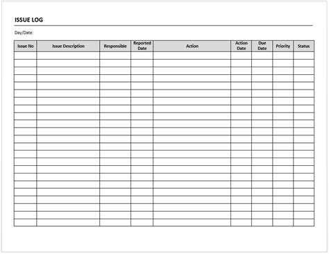 Issue id, description, priority, severity, type, reported by, assigned to, status, resolution date and comments. Issue Log Template | Resume template free, Sample resume, Certificate templates
