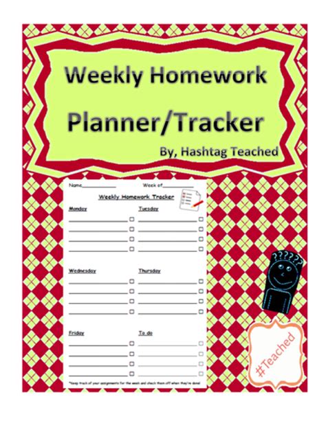 Weekly Homework Tracker And Planner Template Teaching