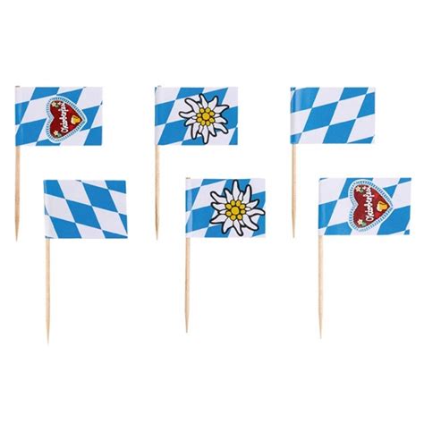Wenn sie ein bayern flagge bayern flaggen kann man in fachgeschäften sowie in vielen kaufhäusern und manchmal auch in. Bayern Flaggen Spieße Oktoberfest Partyspieße 30 Stk ...