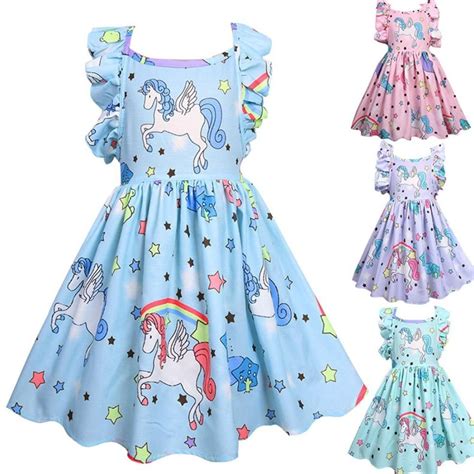 Little Pony Unicorn Rainbow Girls Dresses In 2021 Mermaid Dress For