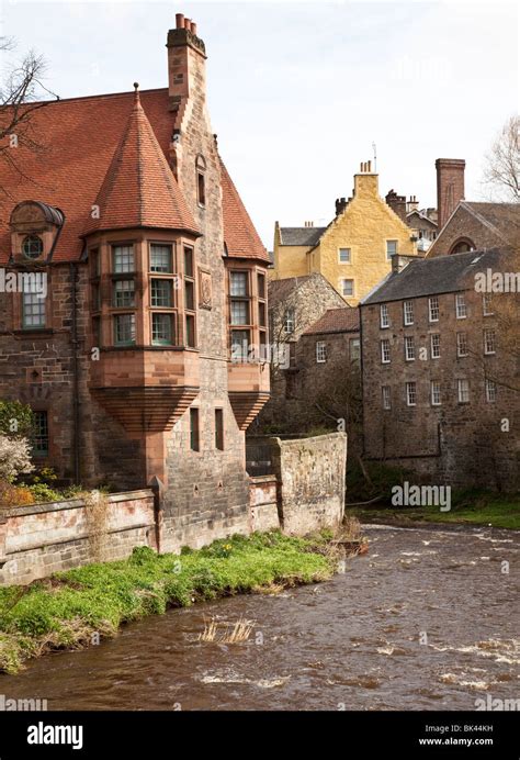 The Water Of Leith Passing Through Dean Village In Edinburgh Stock