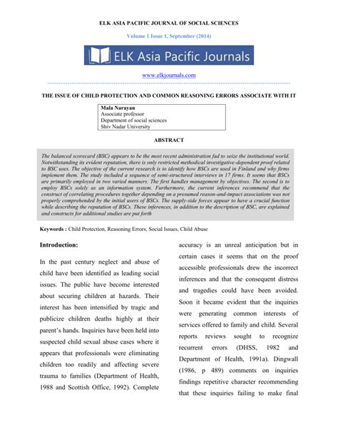 Elk Asia Pacific Journal Of Social Sciences Volume 1