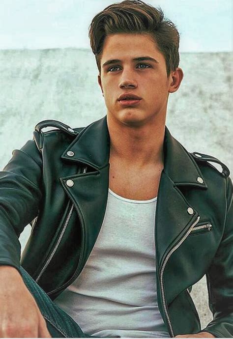 Beautiful Boy In Classic Jacket Leather Jeans Men Leather Jacket