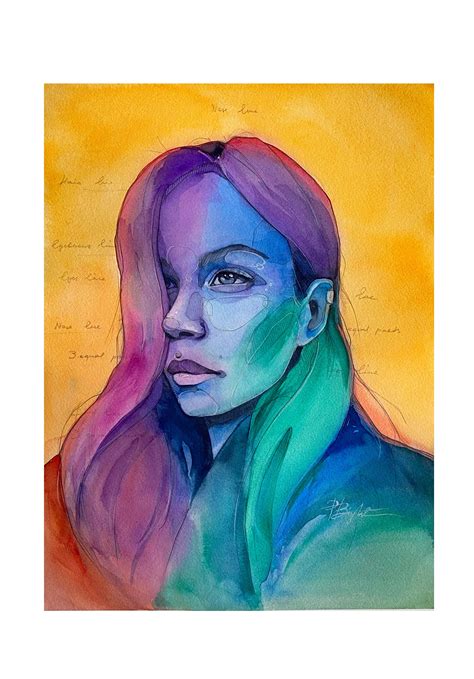 Polina Bright Self Portrait Watercolor Paintings Tutorials Bright