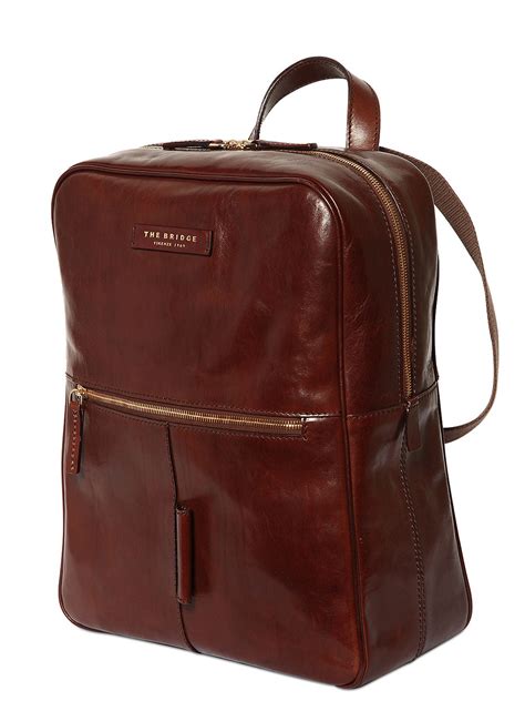 Lyst The Bridge Brushed Leather Backpack In Brown For Men