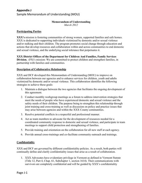Memorandum Of Understanding Mou Overview Contents Process