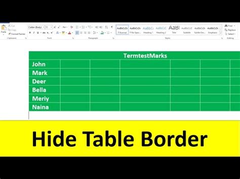 Remove Table Border In Microsoft Word YouTube