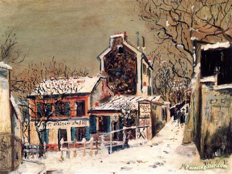 The Lapin Agile In The Snow Artwork By Maurice Utrillo Oil Painting