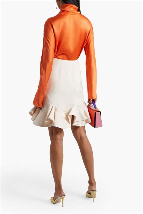 cream ruffled wool and silk blend crepe mini skirt sale up to 70 off the outnet valentino