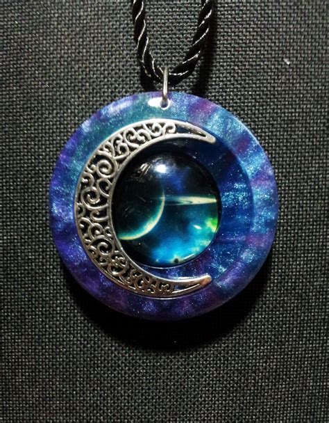 Celestial Galaxy And Moon In Multicoloured Pearl Resin Free Shipping