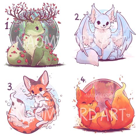 Elemental Foxes Stickers And Or Prints 6x6 Or 8x8 Etsy Uk