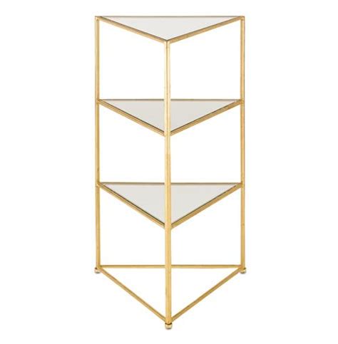 Classic Hollywood Regency Gold Leaf Glass Corner Table Kathy Kuo Home
